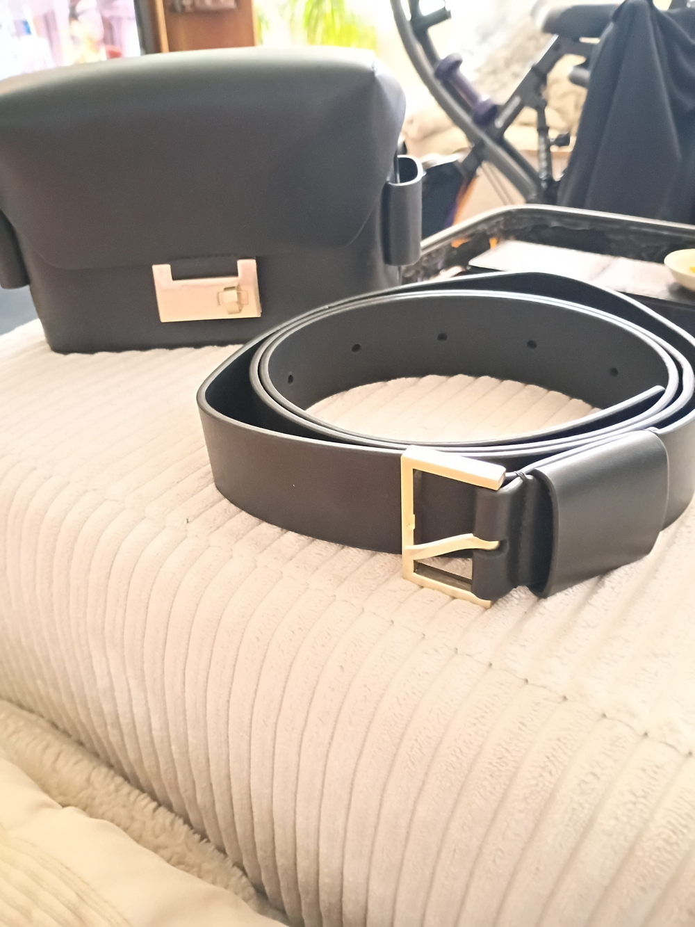 All Saints Black Leather Belt/Crossbody/Shoulder Bag Brand New